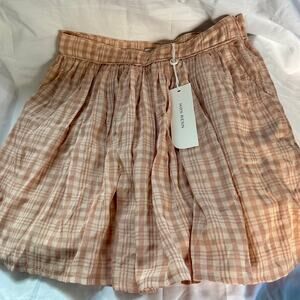 Mon Renn Anthropologie Lola Mini Skirt NWT Large 12 Pink Plaid